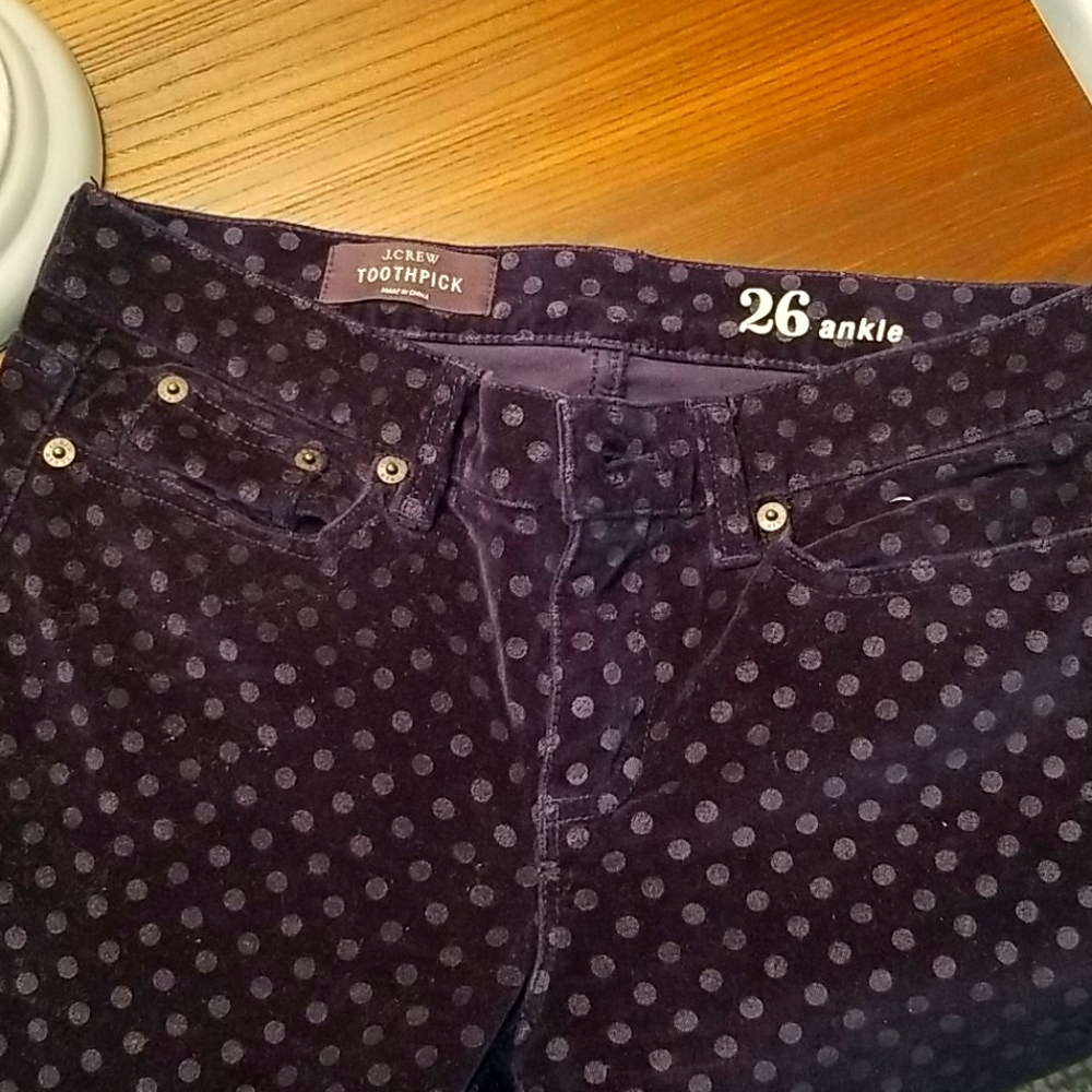 J.Crew Navy Blue Velvet Toothpick Ankle Pants